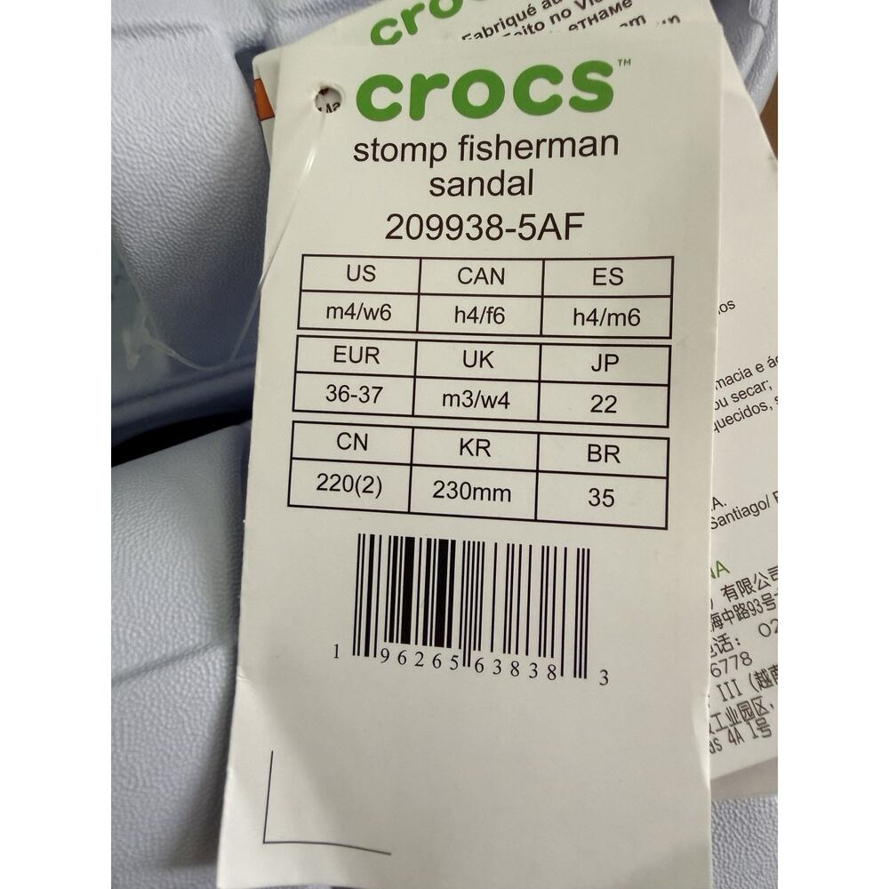 Crocs Stomp Fisherman Platform Sandals Pale Blue Womens Lightweight Size W6 / M4 - Picture 3 of 5